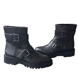 Nordstrom Black Macombs Water Resistant Moto Boot sz 6.5